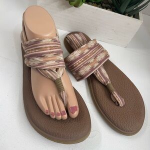 Sanuk  Brown and Tan Women's Sandals